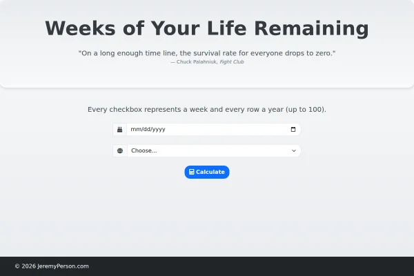 Screenshot of Life Remaining Calculator