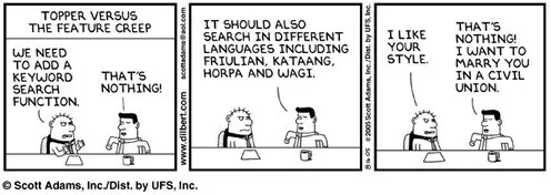 Fourth panel of Dilbert's The Topper comic strip