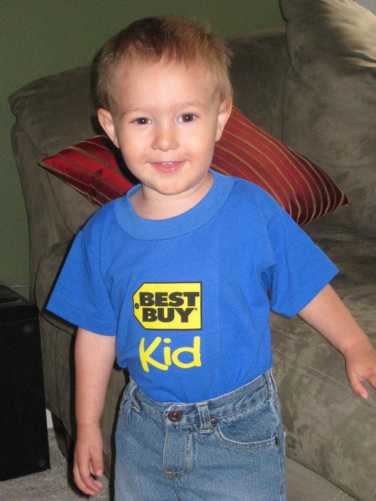 Tyler wearing best buy shirt