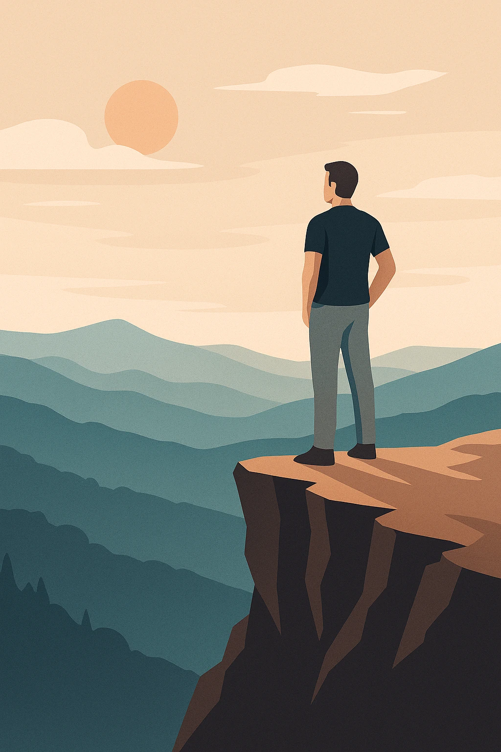 A person standing at the edge of a cliff, facing their fears