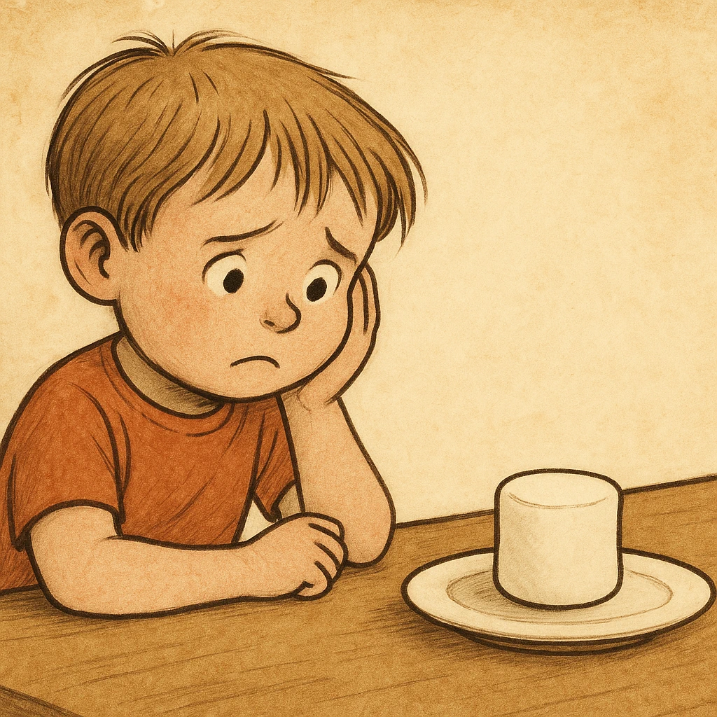 Child facing the marshmallow test dilemma