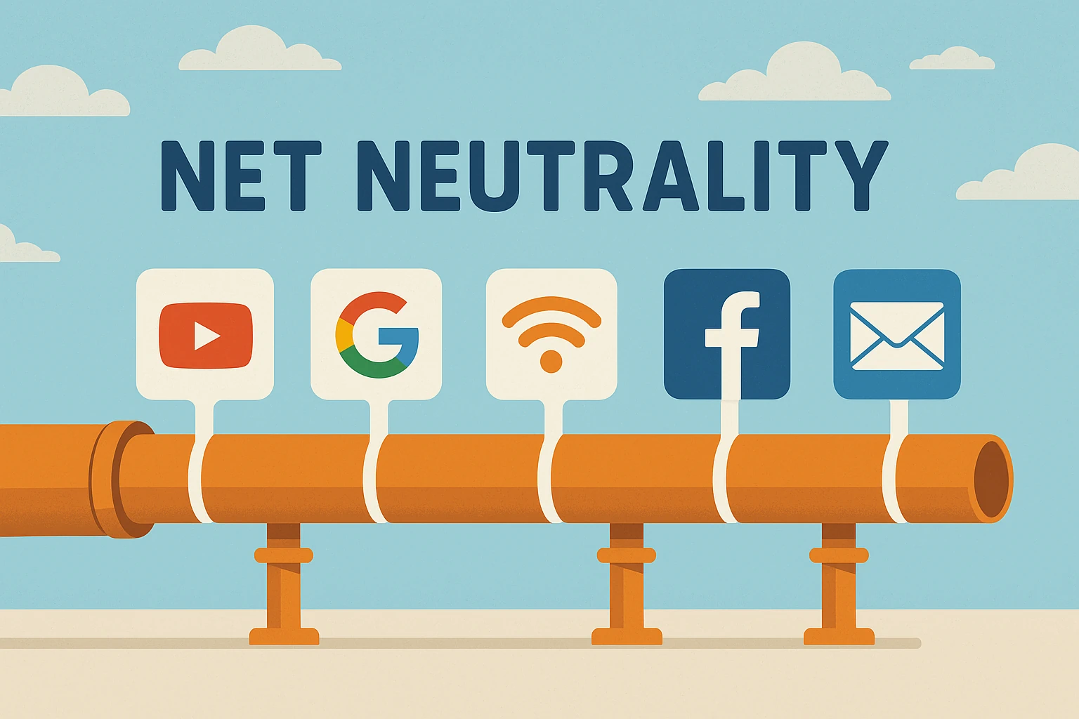 Net Neutrality concept showing equal bandwidth for all services