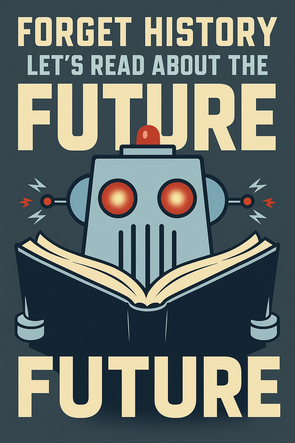 T-shirt with text: Forget History, Let's Read About the Future